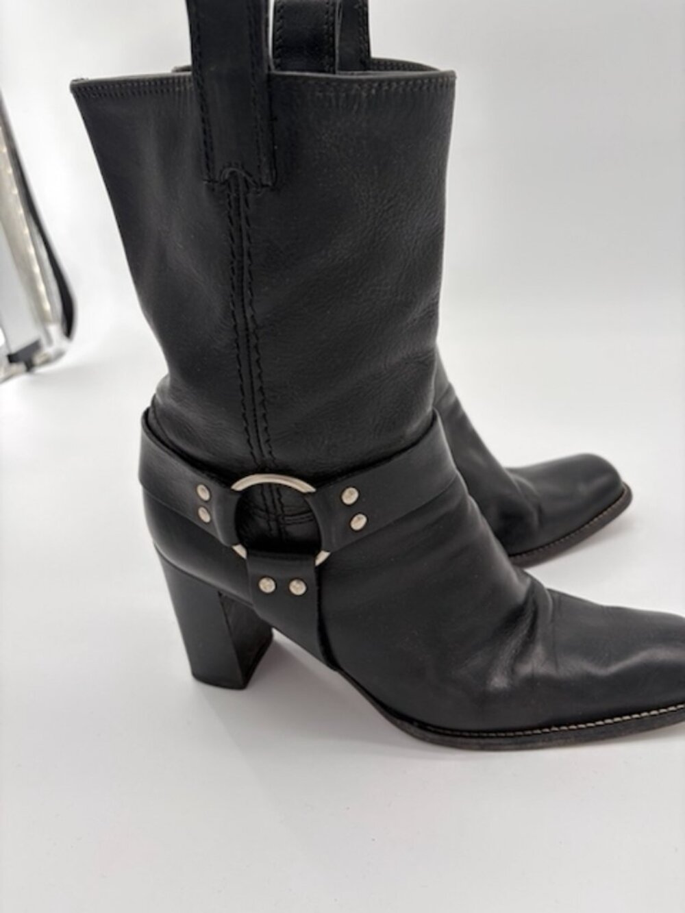 Vintage Michael Kors Archival Black Leather Harness Moto Boots - Size Women's 10 - Picture 9 of 9